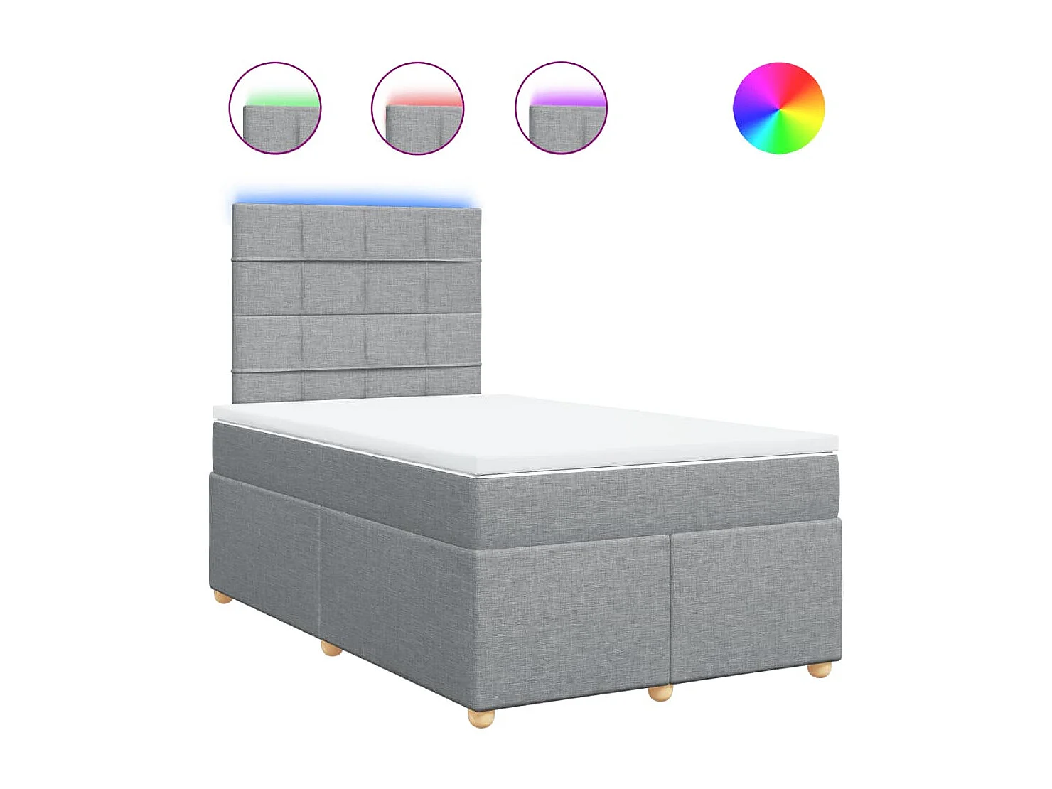 Cama box spring con colchón tela gris claro 120x200 cm
