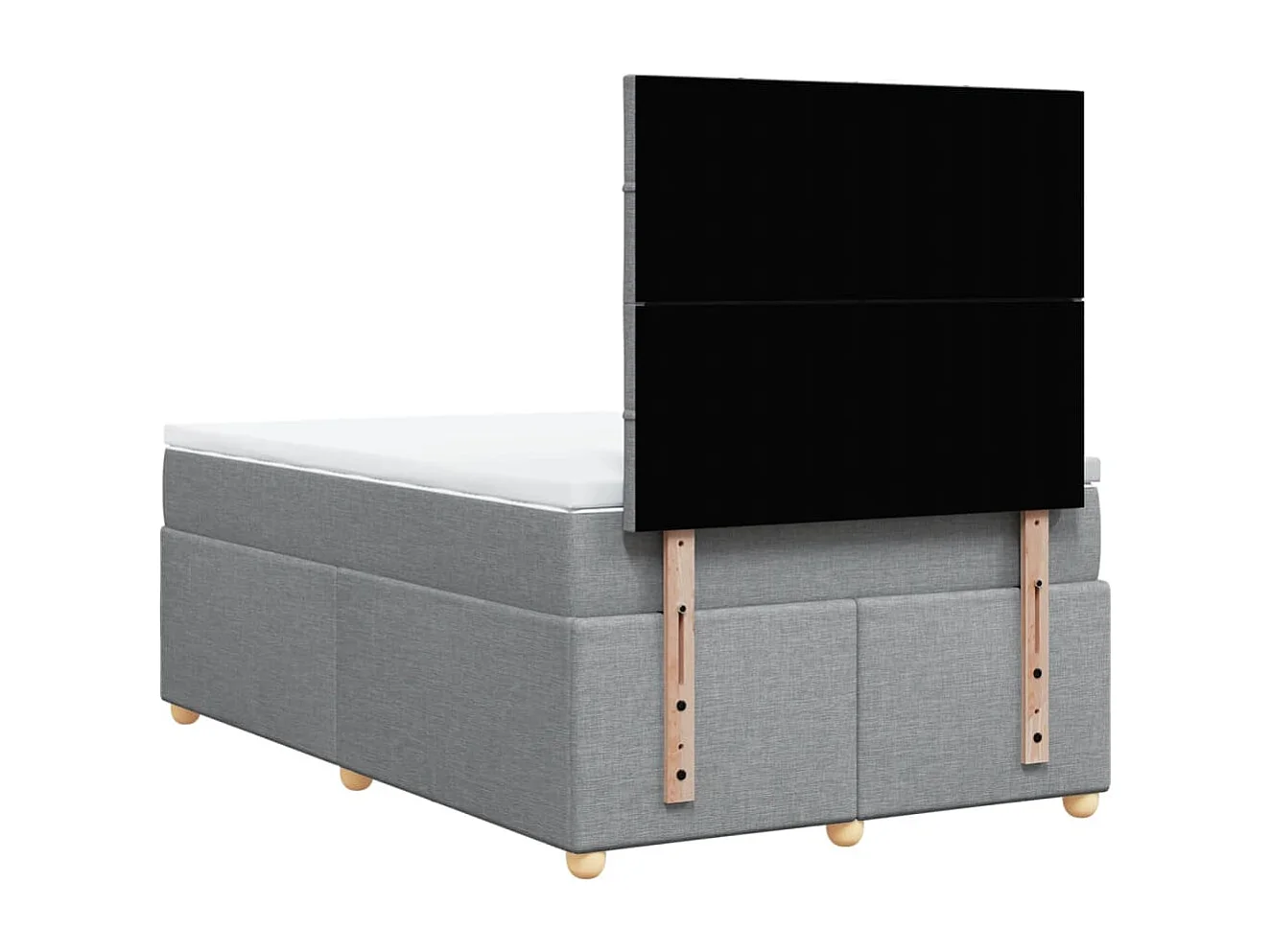 Cama box spring con colchón tela gris claro 120x200 cm