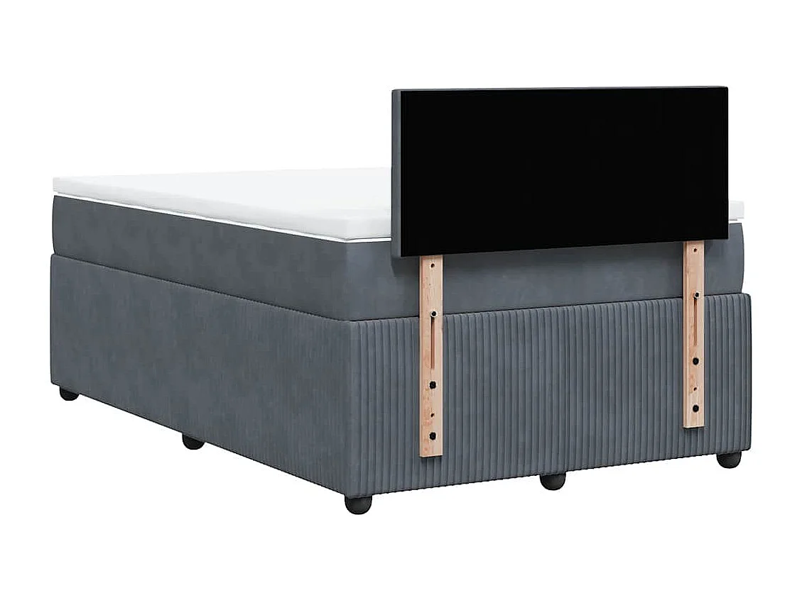 Sommier à lattes de lit et matelas Gris foncé 120x200cm Velours