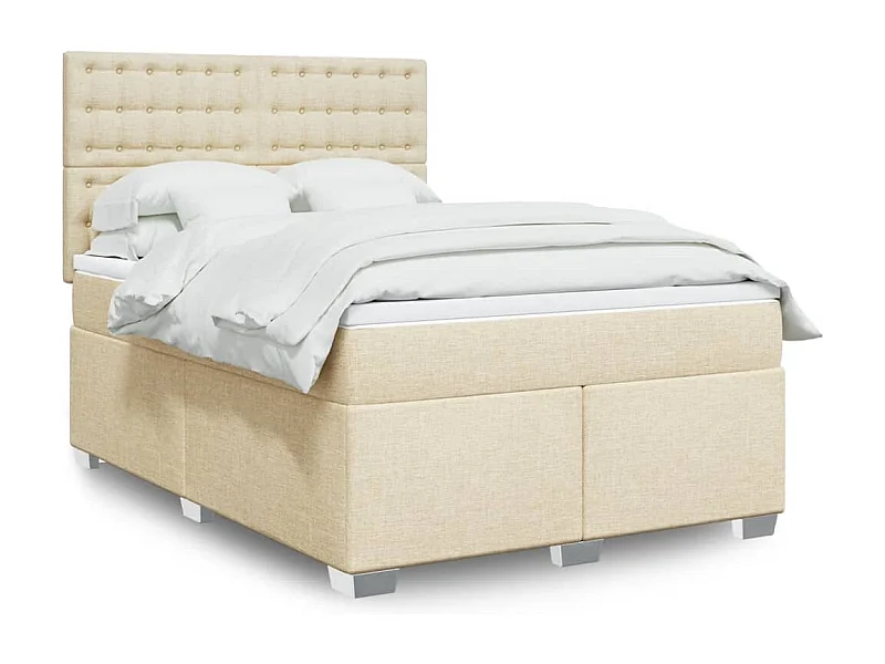 Giroletto a Molle con Materasso Crema 160x200 cm in Tessuto