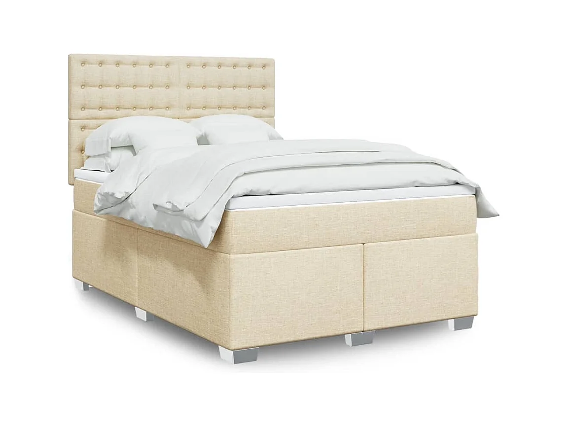Boxspring met matras stof crèmekleurig 160x200 cm