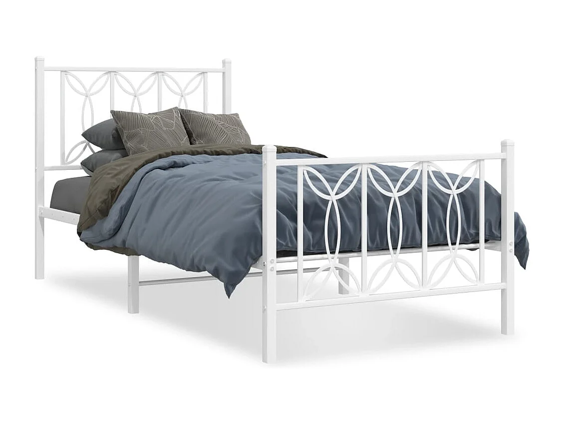 Giroletto con Testiera e Pediera Metallo Bianco 90x200 cm