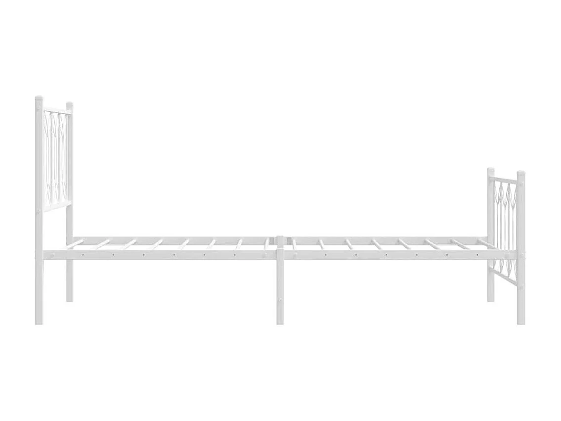 Giroletto con Testiera e Pediera Metallo Bianco 90x200 cm