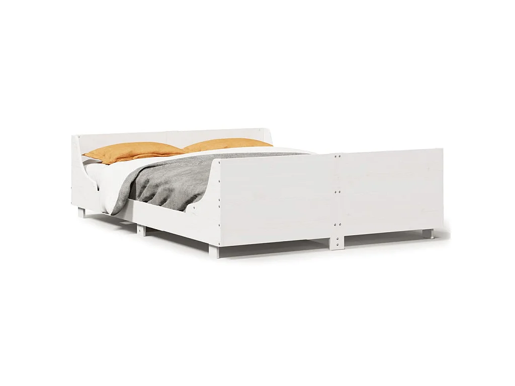 Cama sem colchão 120x200 cm madeira de pinho maciça branco