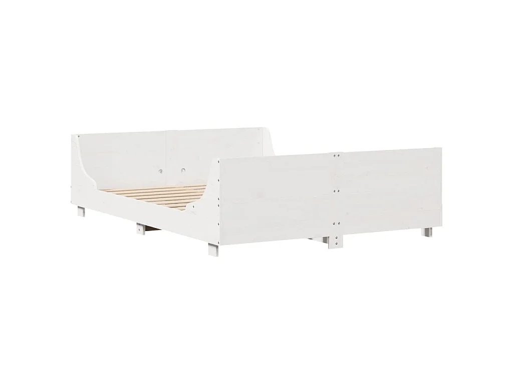 Cama sem colchão 120x200 cm madeira de pinho maciça branco