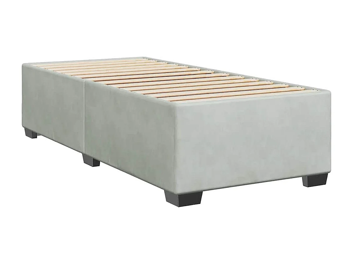 Cama box spring con colchón terciopelo gris claro 80x200 cm
