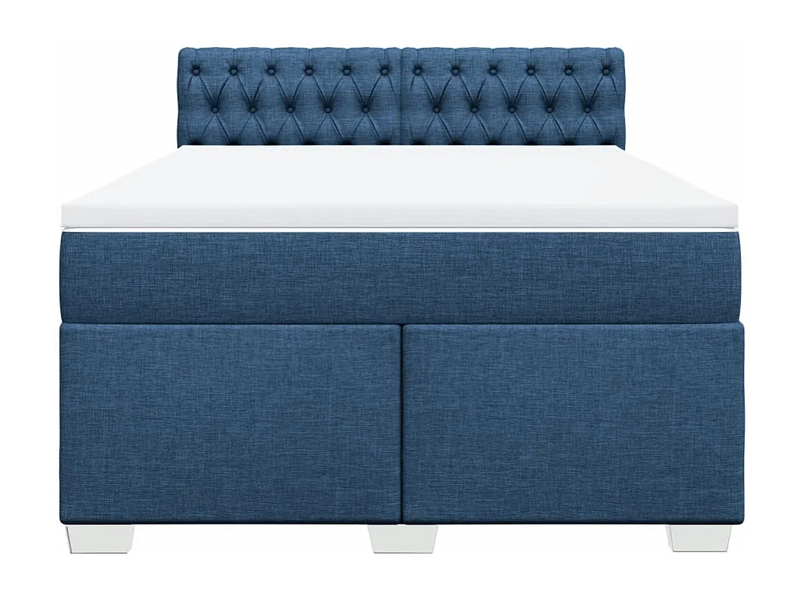 Boxspringbett mit Matratze Blau 160x200 cm Stoff