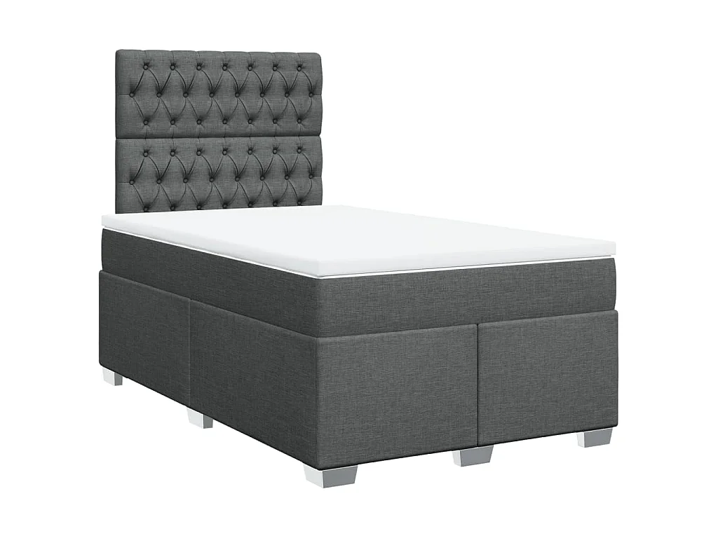 Cama box spring con colchón tela gris oscuro 120x190 cm