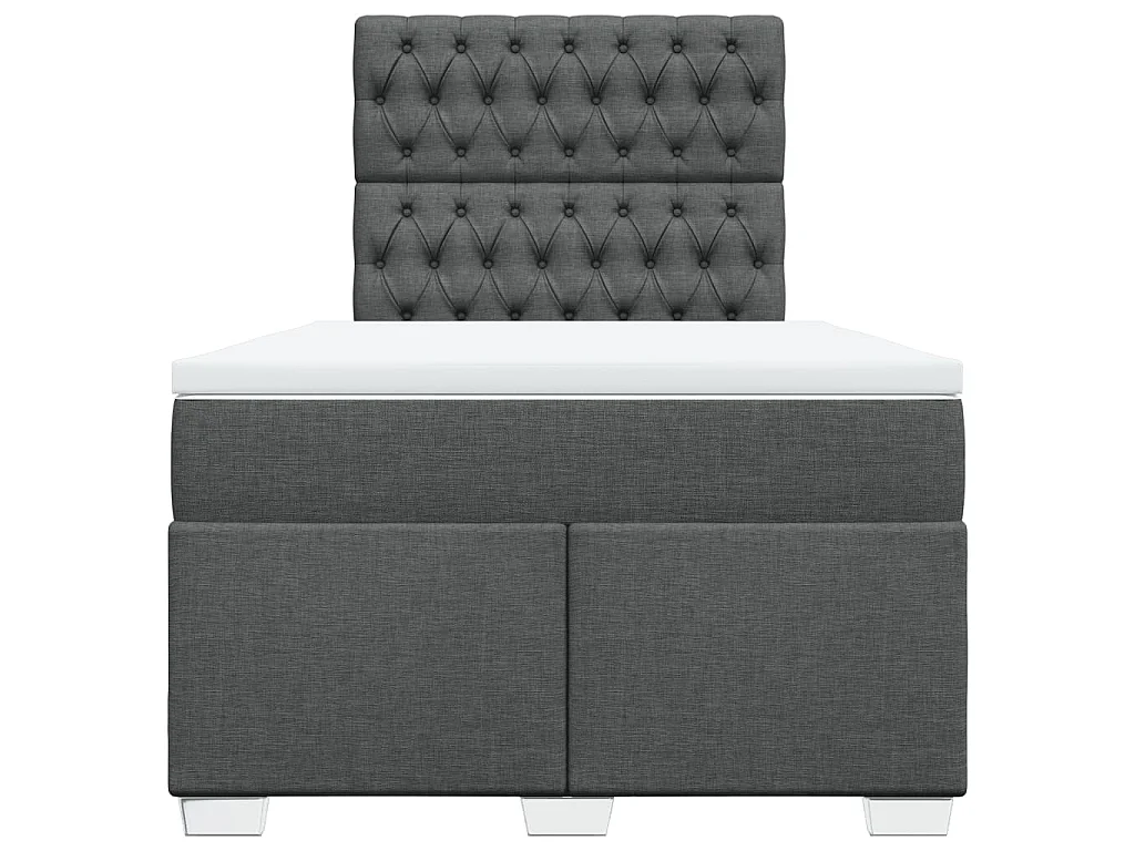 Cama box spring con colchón tela gris oscuro 120x190 cm