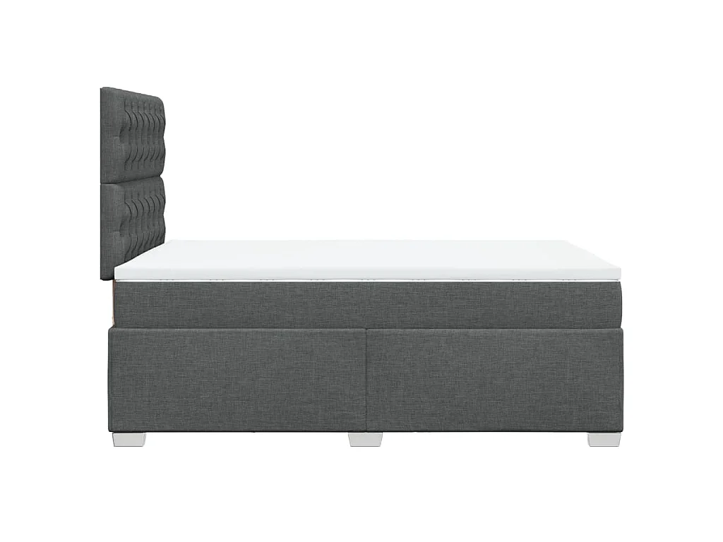 Cama box spring con colchón tela gris oscuro 120x190 cm