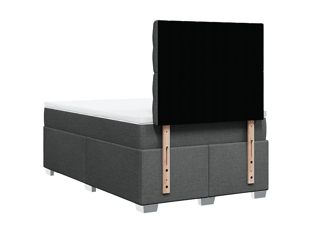 Cama box spring con colchón tela gris oscuro 120x190 cm
