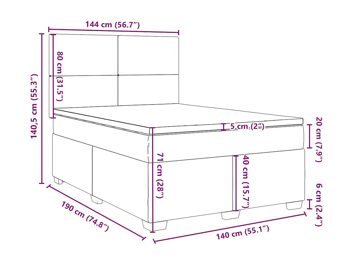 Sommier à lattes de lit et matelas Vert foncé 140x190cm Velours