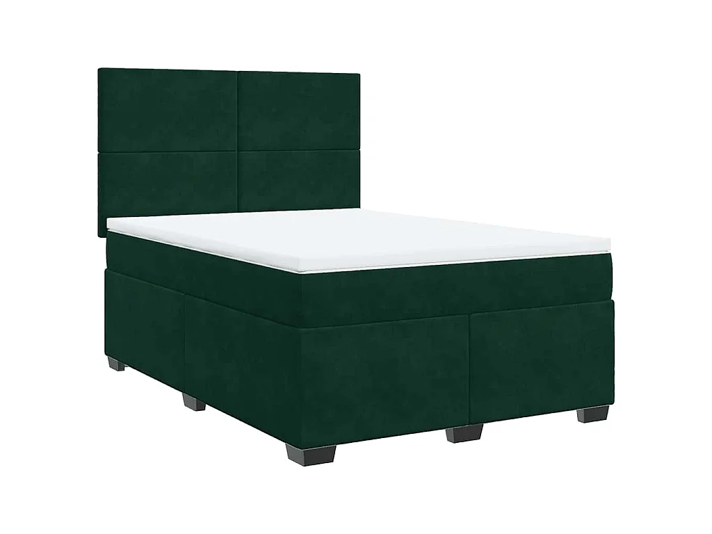 Giroletto a Molle con Materasso Verde Scuro 140x190 cm Velluto