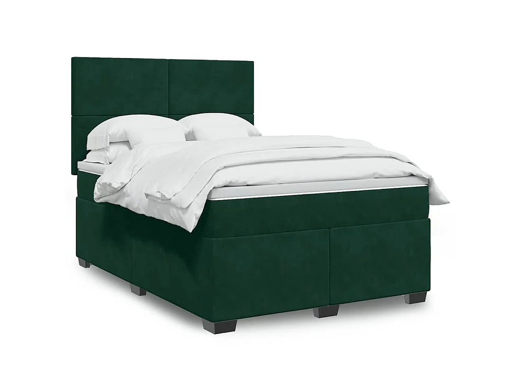 Giroletto a Molle con Materasso Verde Scuro 140x190 cm Velluto