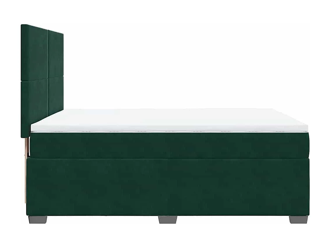 Giroletto a Molle con Materasso Verde Scuro 140x190 cm Velluto