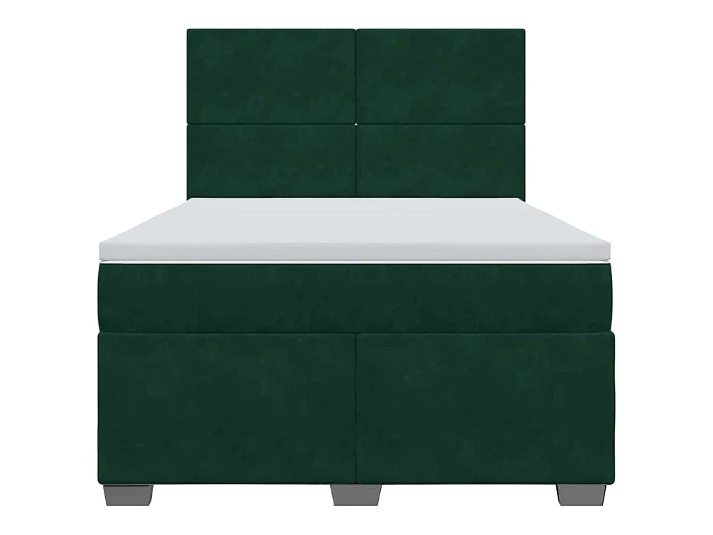 Sommier à lattes de lit et matelas Vert foncé 140x190cm Velours