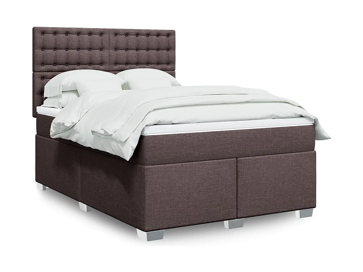 Boxspring met matras stof donkerbruin 160x200 cm