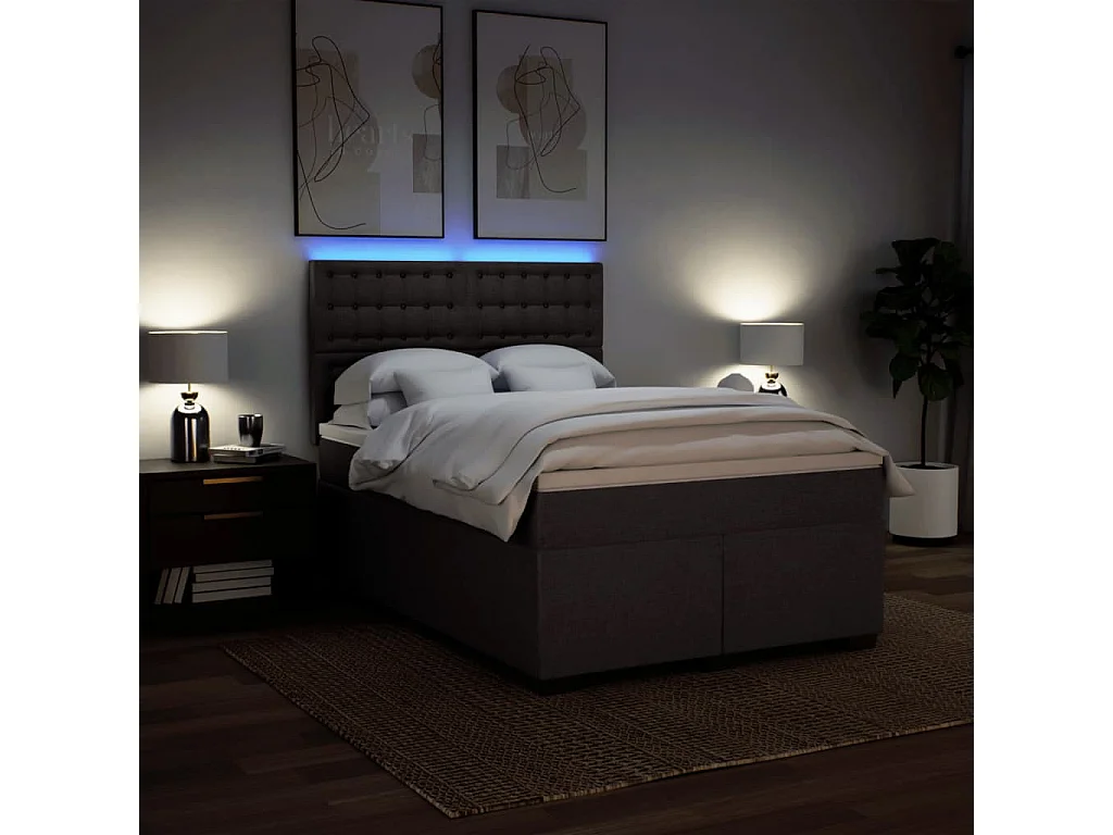 Giroletto a Molle con Materasso Marrone Scuro 160x200cm Tessuto