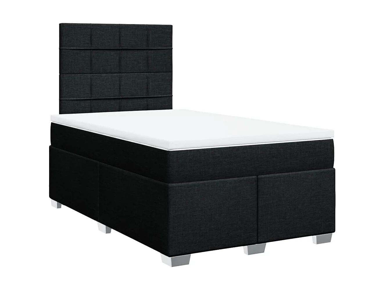 Cama box spring con colchón tela negro 120x190 cm