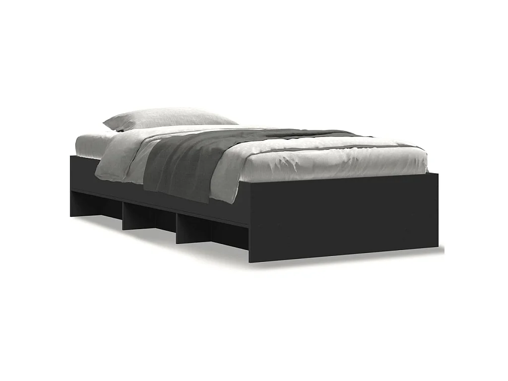 Cadre de lit sans matelas noir 90x190 cm bois ingénierie