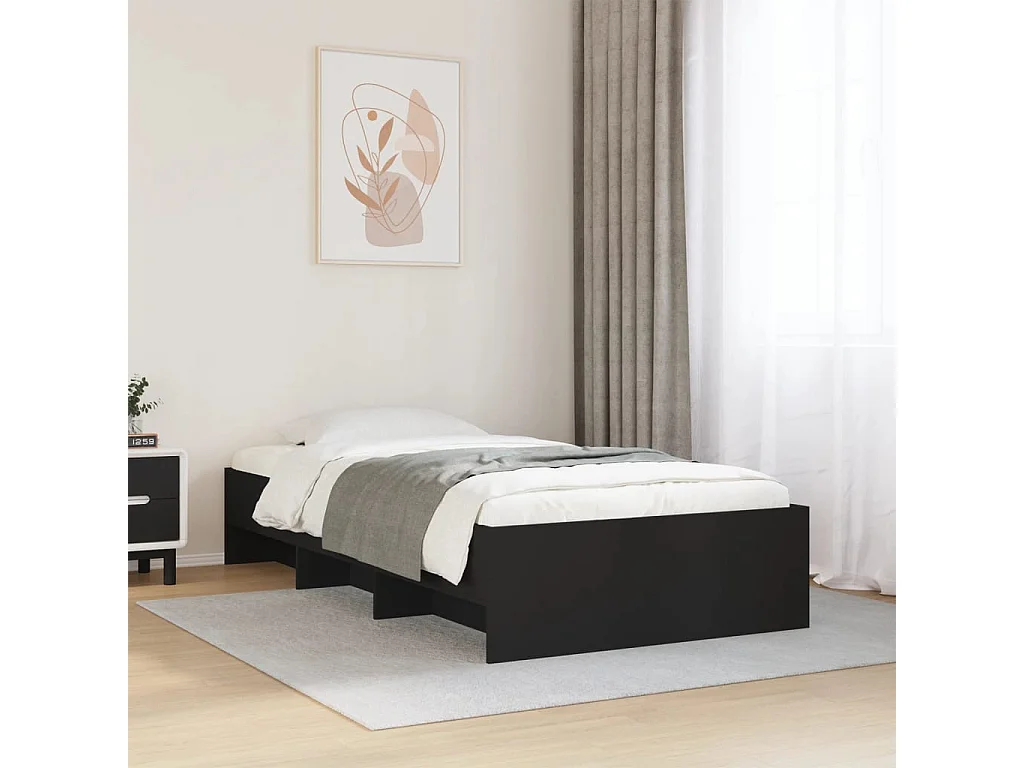 Cadre de lit sans matelas noir 90x190 cm bois ingénierie
