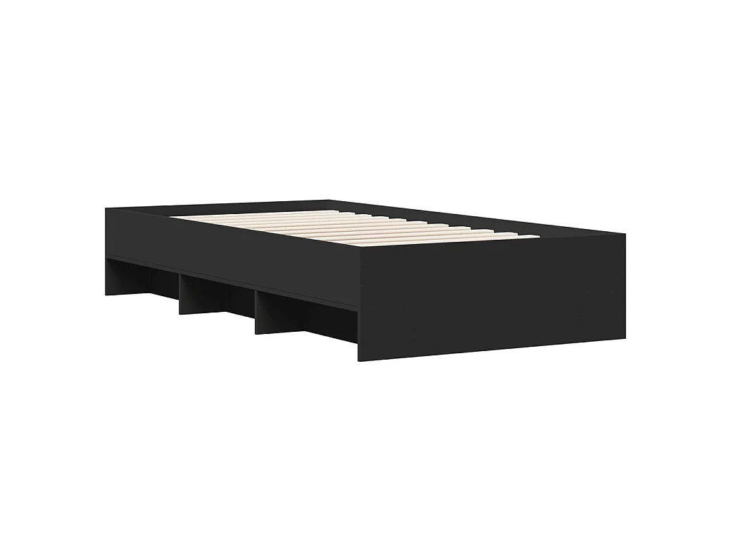 Cadre de lit sans matelas noir 90x190 cm bois ingénierie
