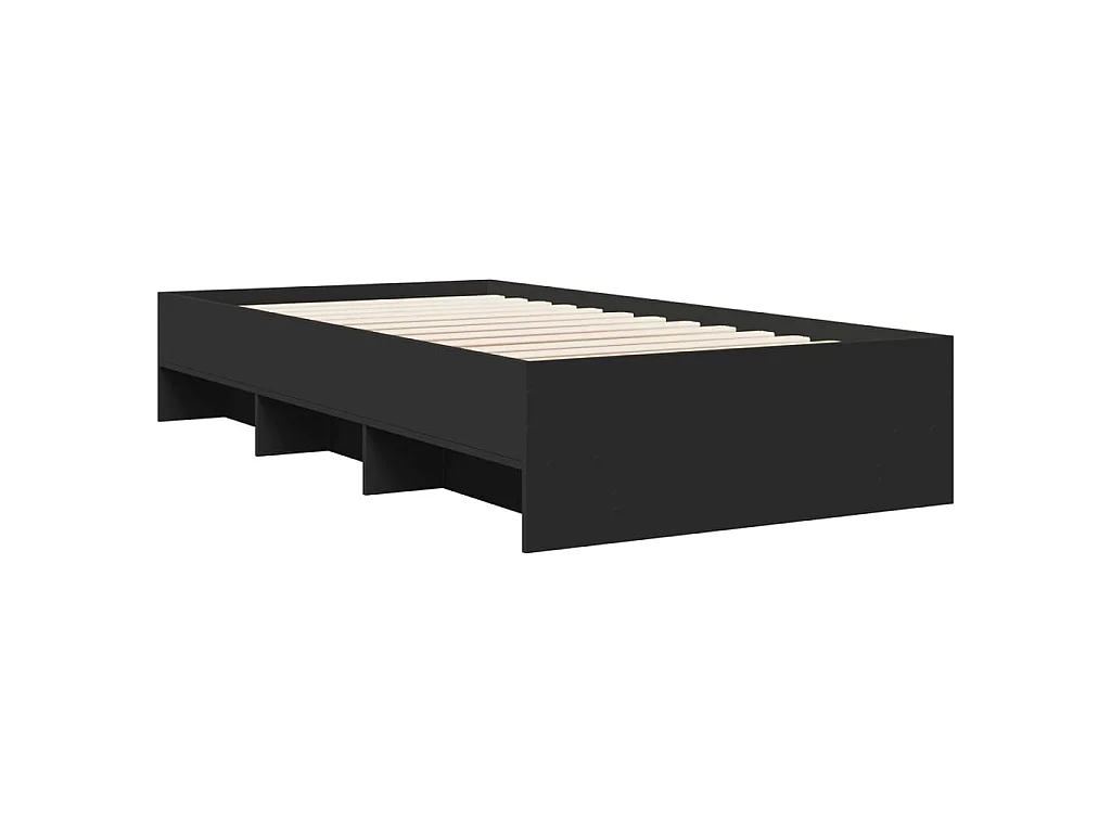 Cadre de lit sans matelas noir 90x190 cm bois ingénierie