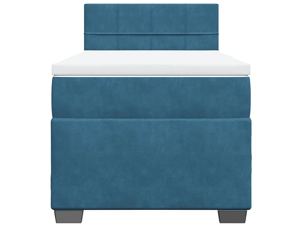 Cama box spring con colchón terciopelo azul 100x200 cm