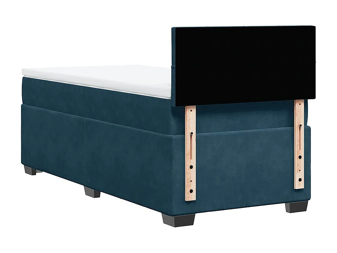 Cama box spring con colchón terciopelo azul 100x200 cm