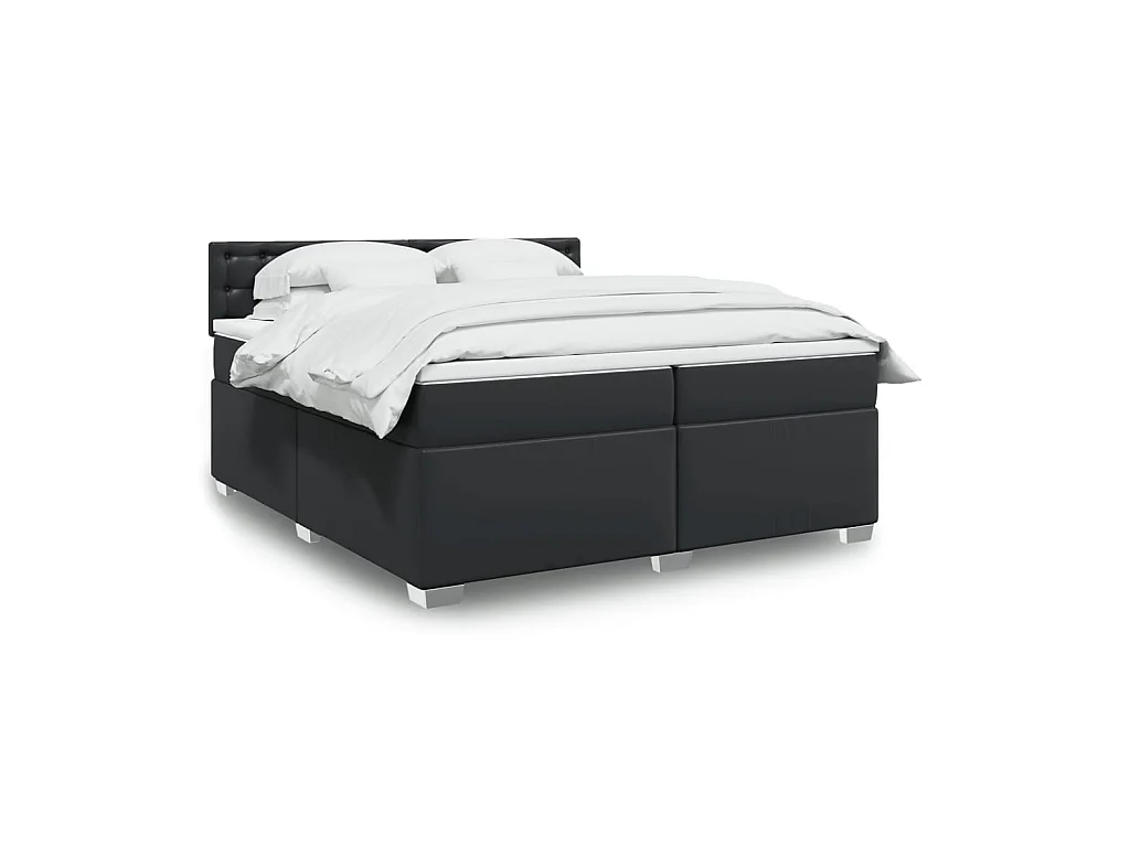 Boxspring met matras kunstleer zwart 200x200 cm