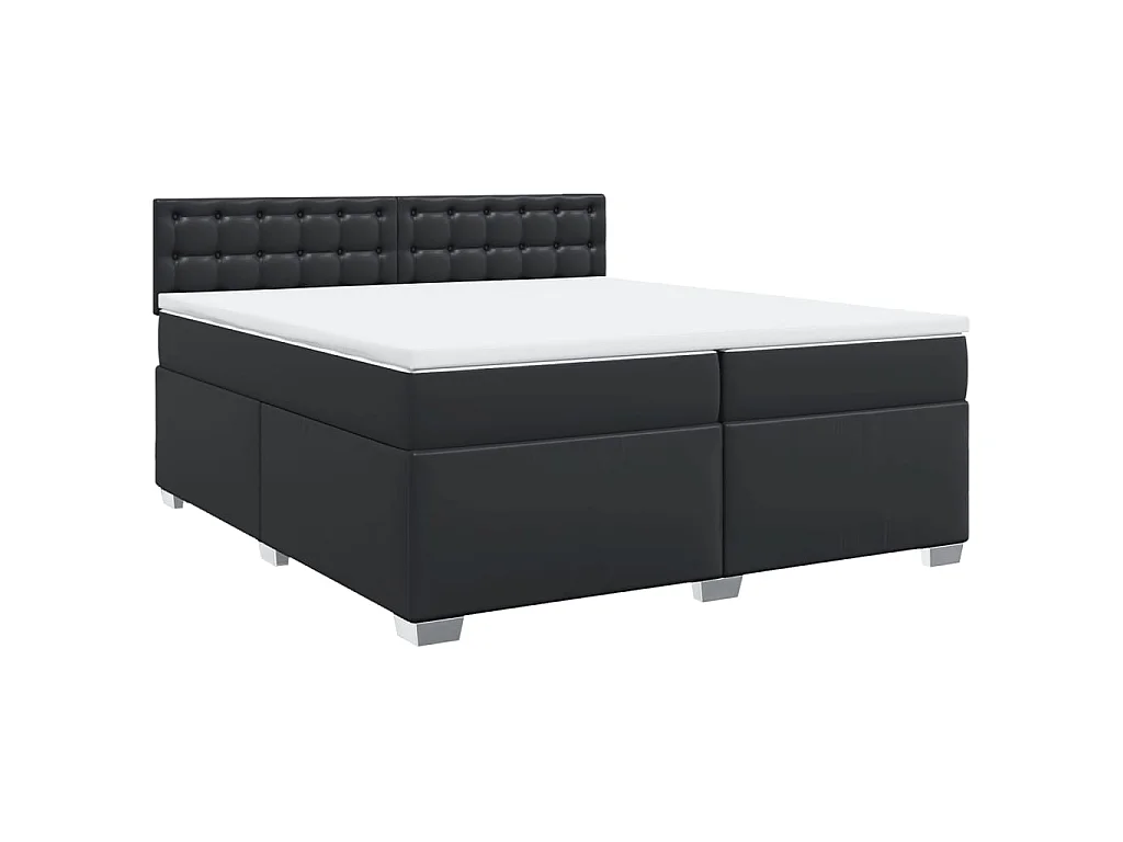 Giroletto a Molle con Materasso Nero 200x200 cm in Similpelle