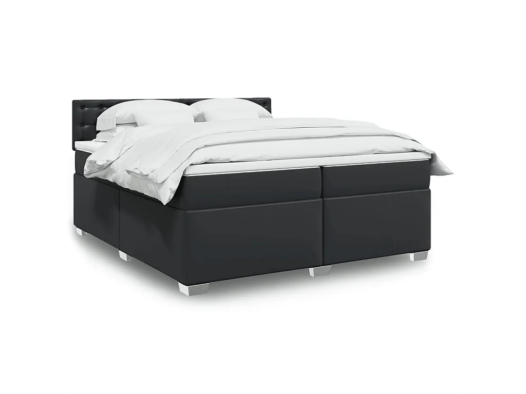 Giroletto a Molle con Materasso Nero 200x200 cm in Similpelle