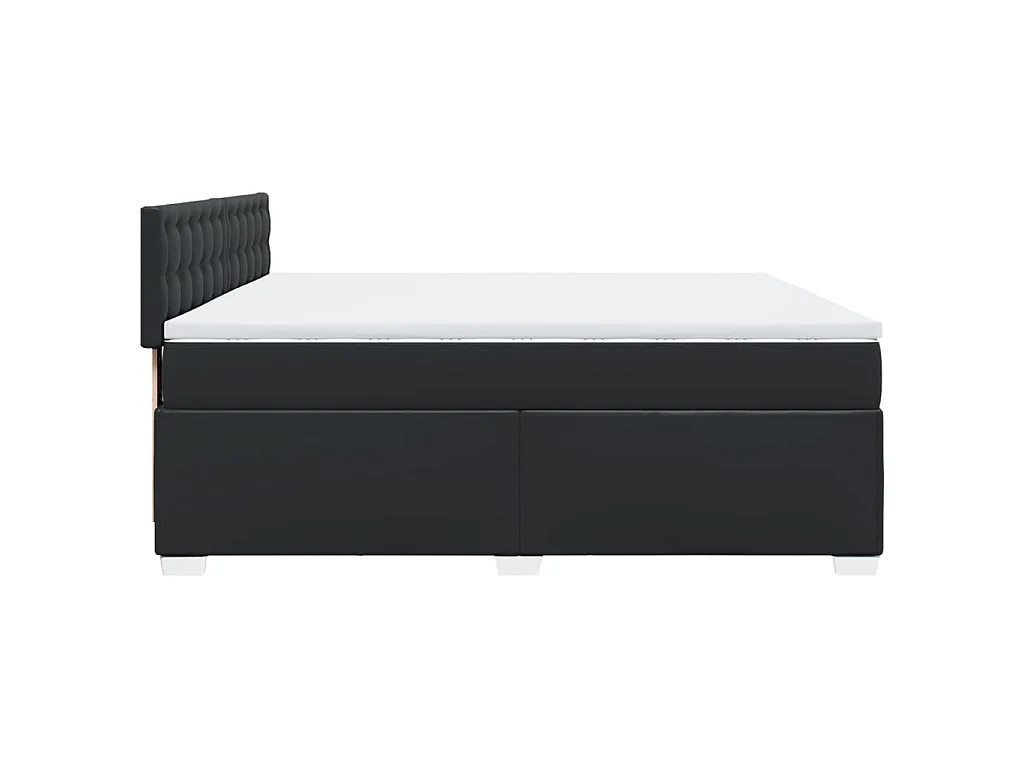 Sommier à lattes de lit avec matelas Noir 200x200 cm Similicuir
