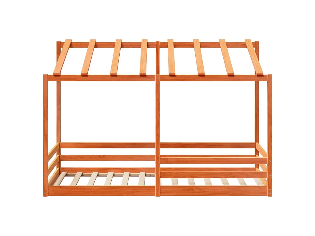 Kinderbed met bedhuis 80x200 cm massief grenenhout wasbruin
