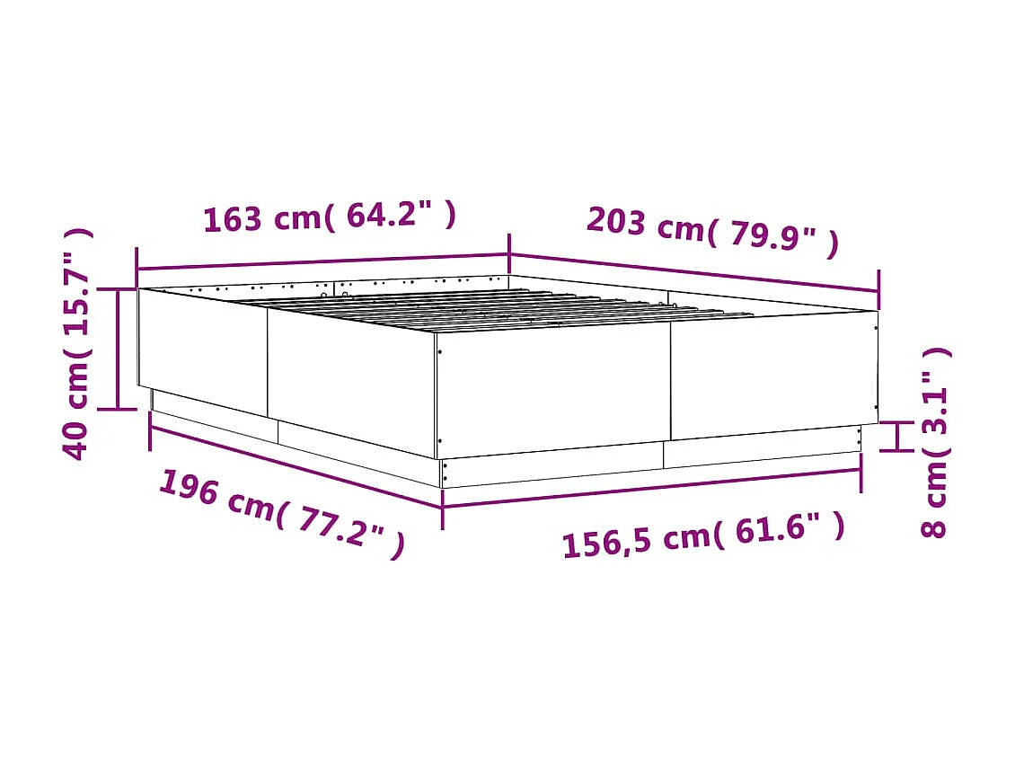 Bettgestell Betongrau 160x200 cm Holzwerkstoff