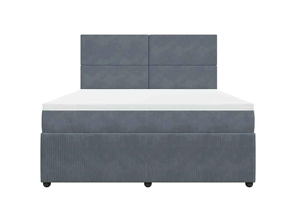 Cama box spring con colchón terciopelo gris oscuro 180x200 cm