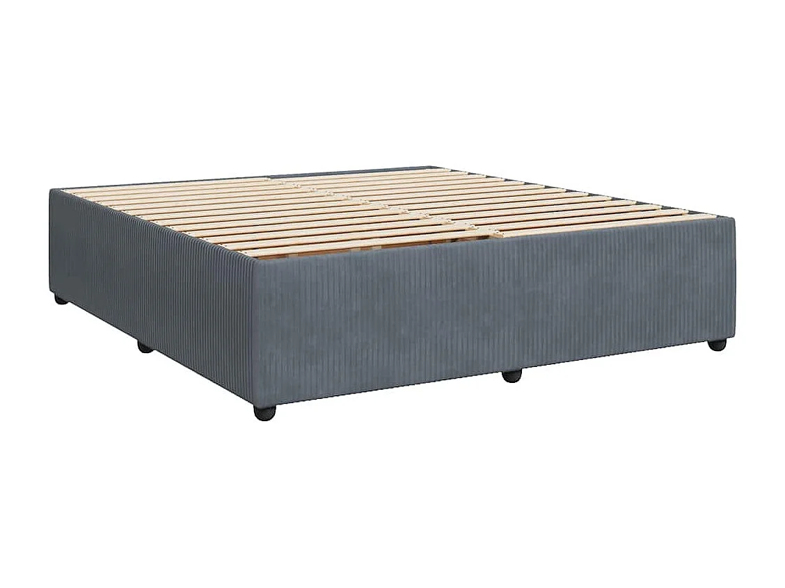 Cama box spring con colchón terciopelo gris oscuro 180x200 cm