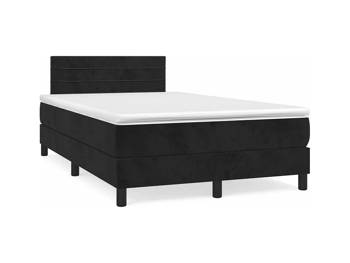 Sommier à lattes de lit avec matelas noir 120x190 cm velours