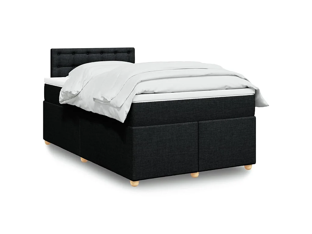 Sommier à lattes de lit avec matelas Noir 120x200 cm Tissu
