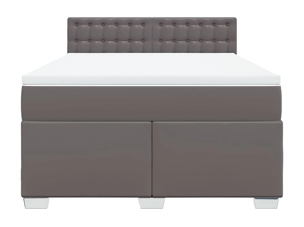 Boxspring met matras kunstleer grijs 160x200 cm