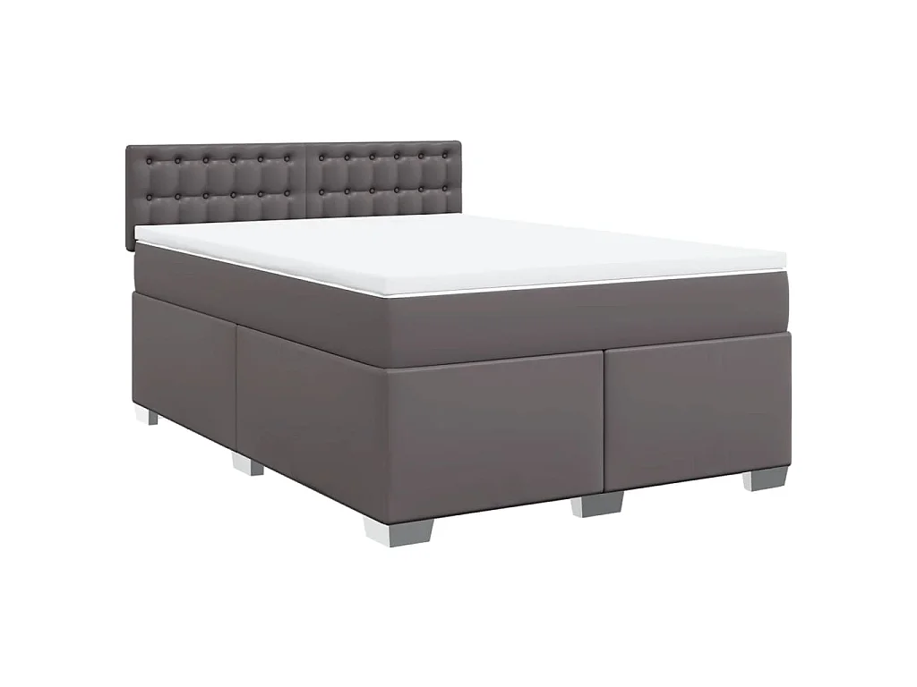 Sommier à lattes de lit avec matelas Gris 160x200 cm Similicuir