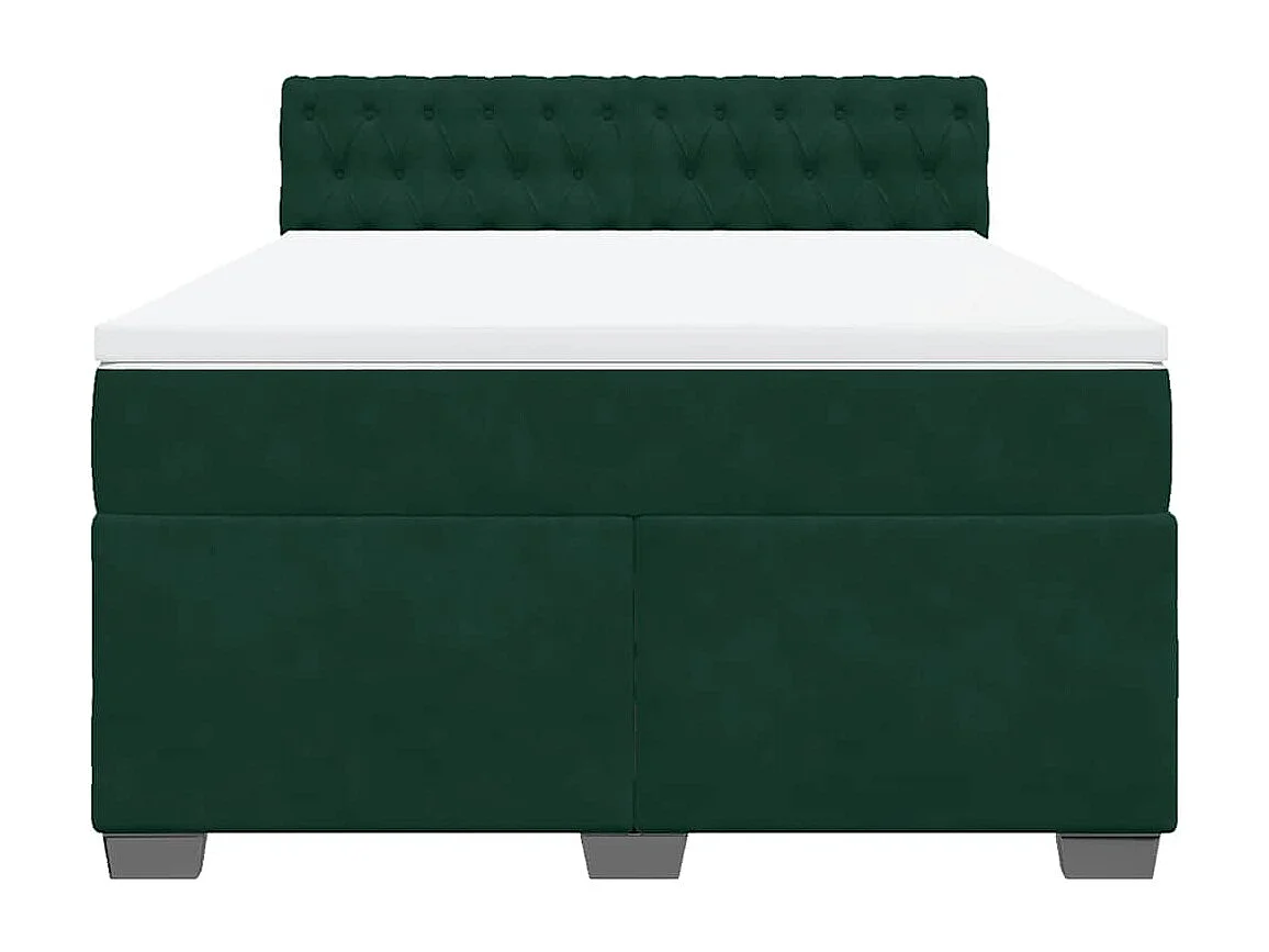 Sommier à lattes de lit et matelas Vert foncé 160x200cm Velours