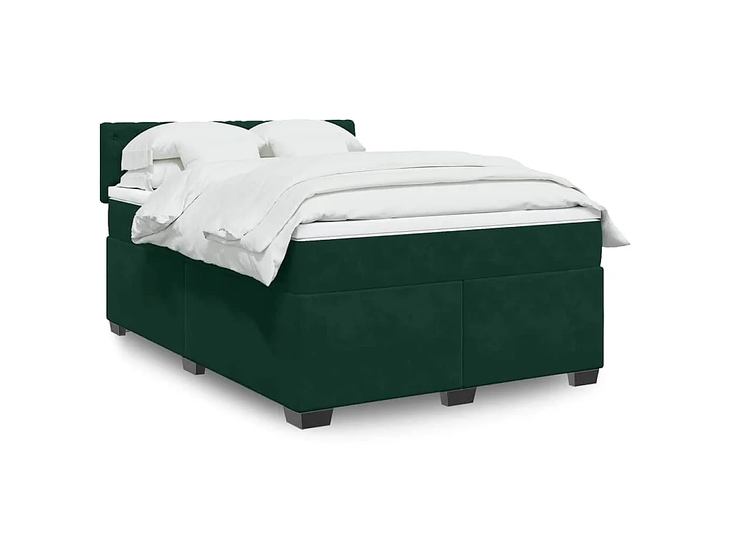 Boxspringbett mit Matratze Dunkelgrün 160x200 cm Samt