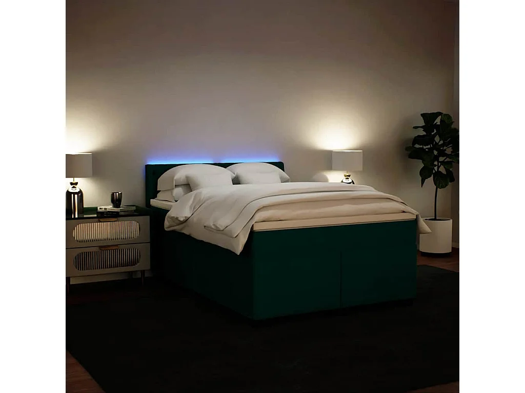 Boxspringbett mit Matratze Dunkelgrün 160x200 cm Samt