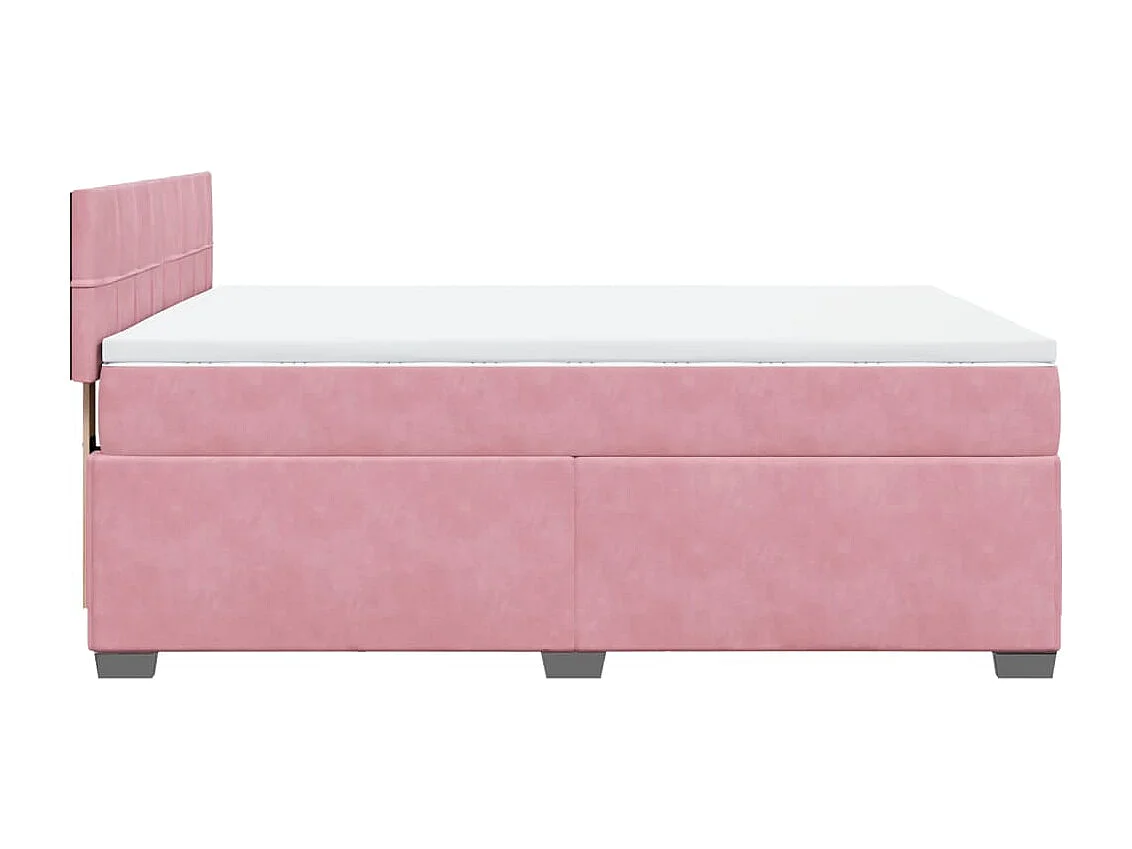 Cama box spring con colchón terciopelo rosa oscuro 140x200 cm