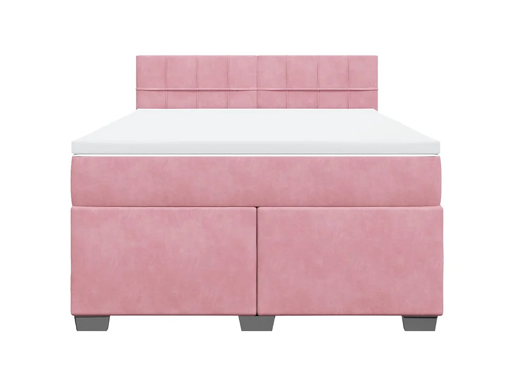 Boxspring met matras fluweel donkerroze 140x200 cm