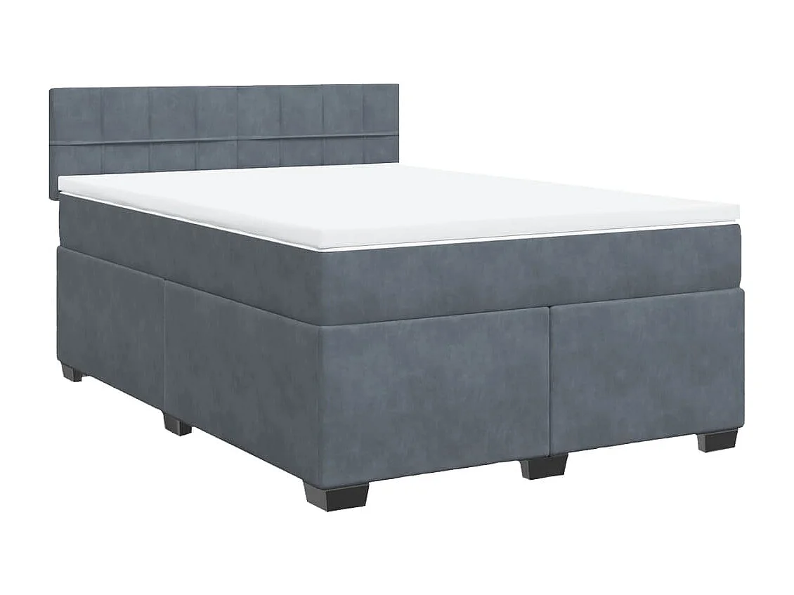 Cama box spring con colchón terciopelo gris oscuro 140x190 cm