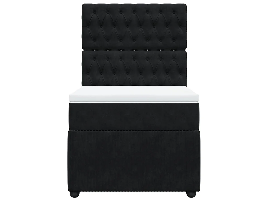 Cama box spring con colchón terciopelo negro 80x200 cm