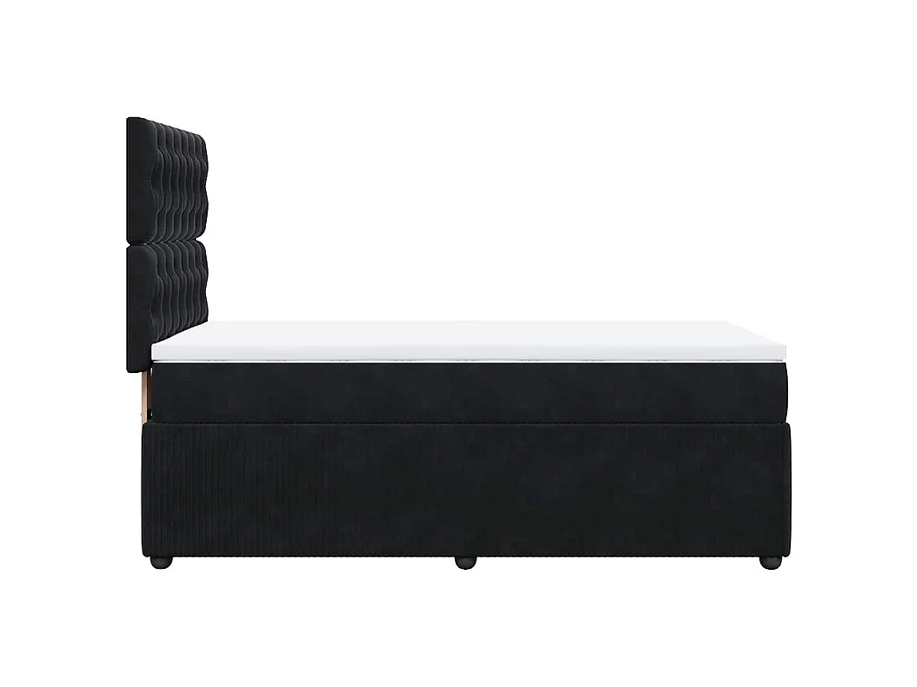 Cama box spring con colchón terciopelo negro 80x200 cm