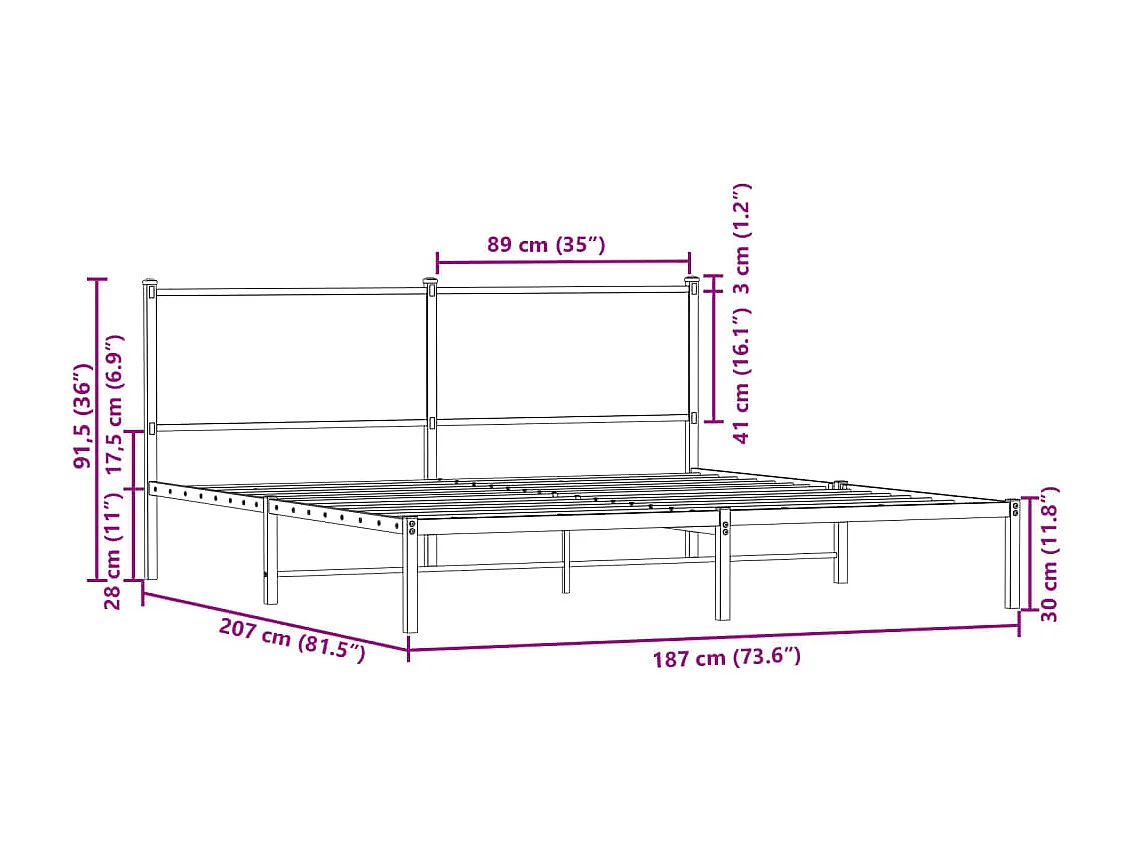 Bedframe zonder matras metaal bruin eikenkleur 180x200 cm